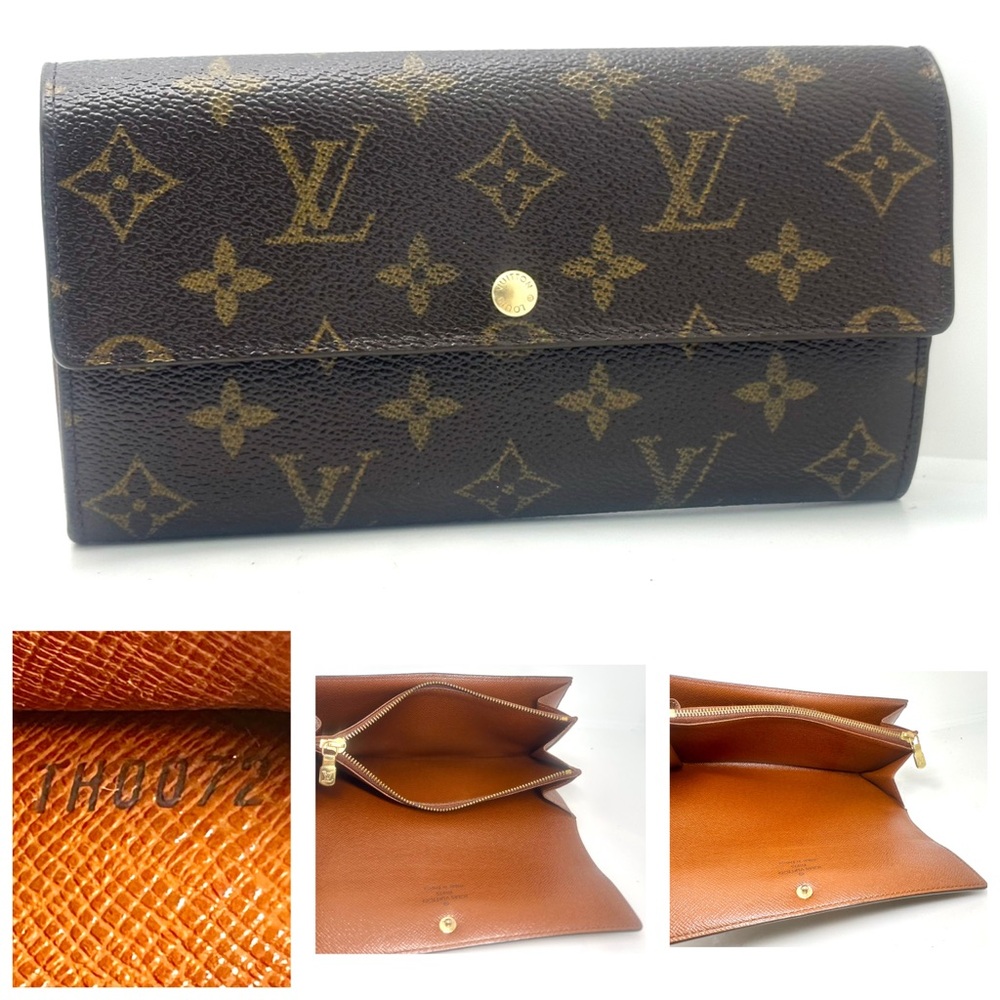 Authentic Louis Vuitton Brown Monogram Sarah Wallet excellent condition TH0072